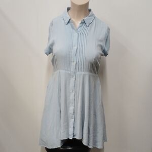 Unique 21 baby Blue High Low Button Down Dress Size 14